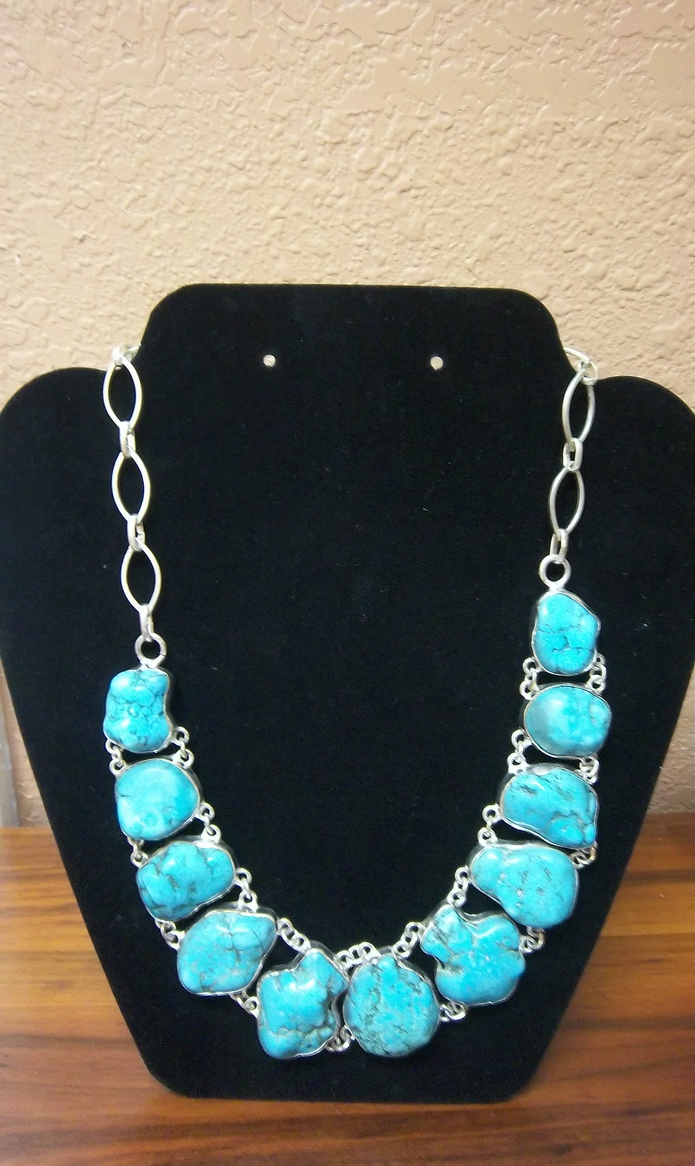 Large Turquoise and Silver Necklace