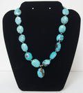 Turquoise and Silver Oval Stone Necklace