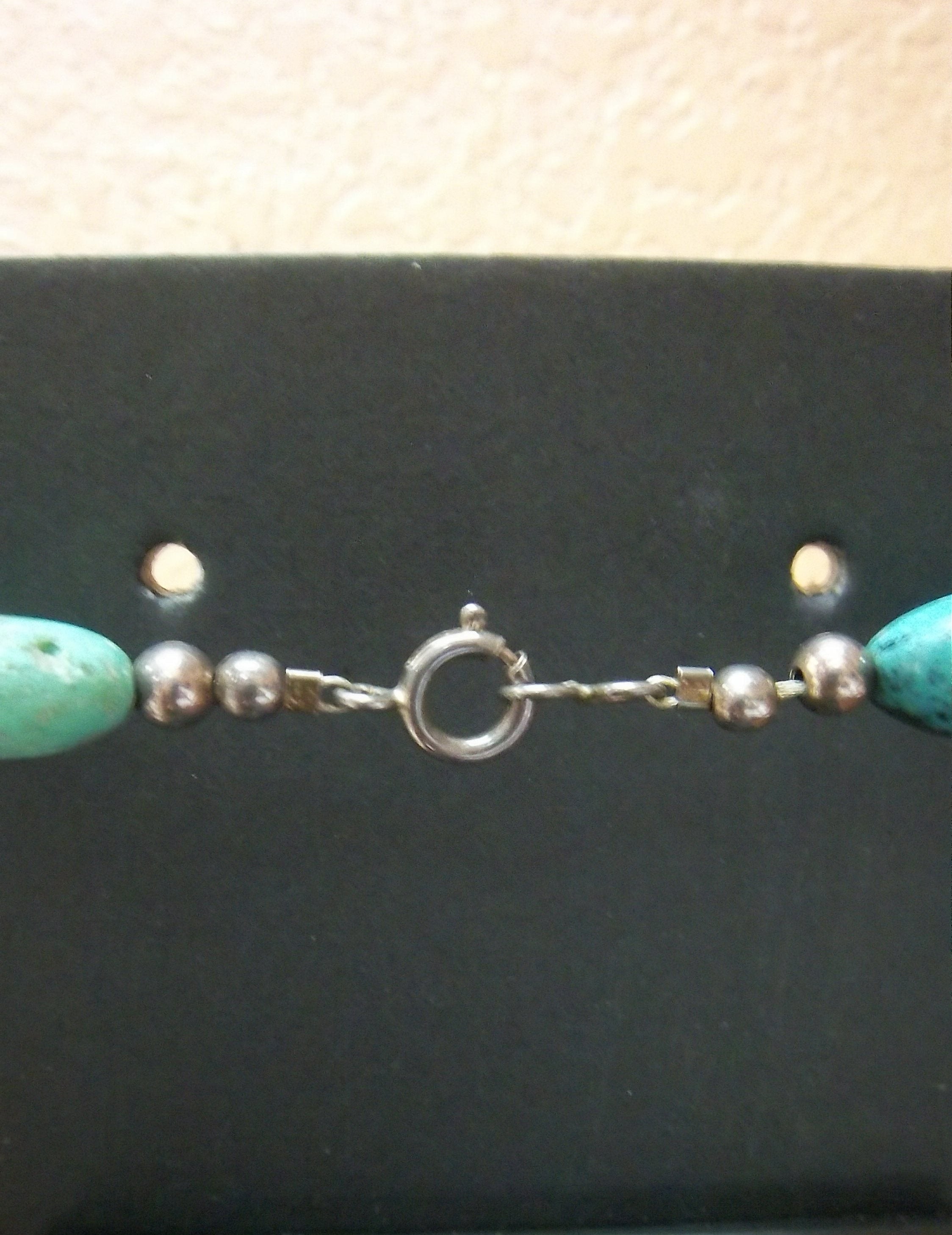 Turquoise and Silver Oval Stone Necklace
