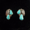 Turquoise and Silver Feather Earrings