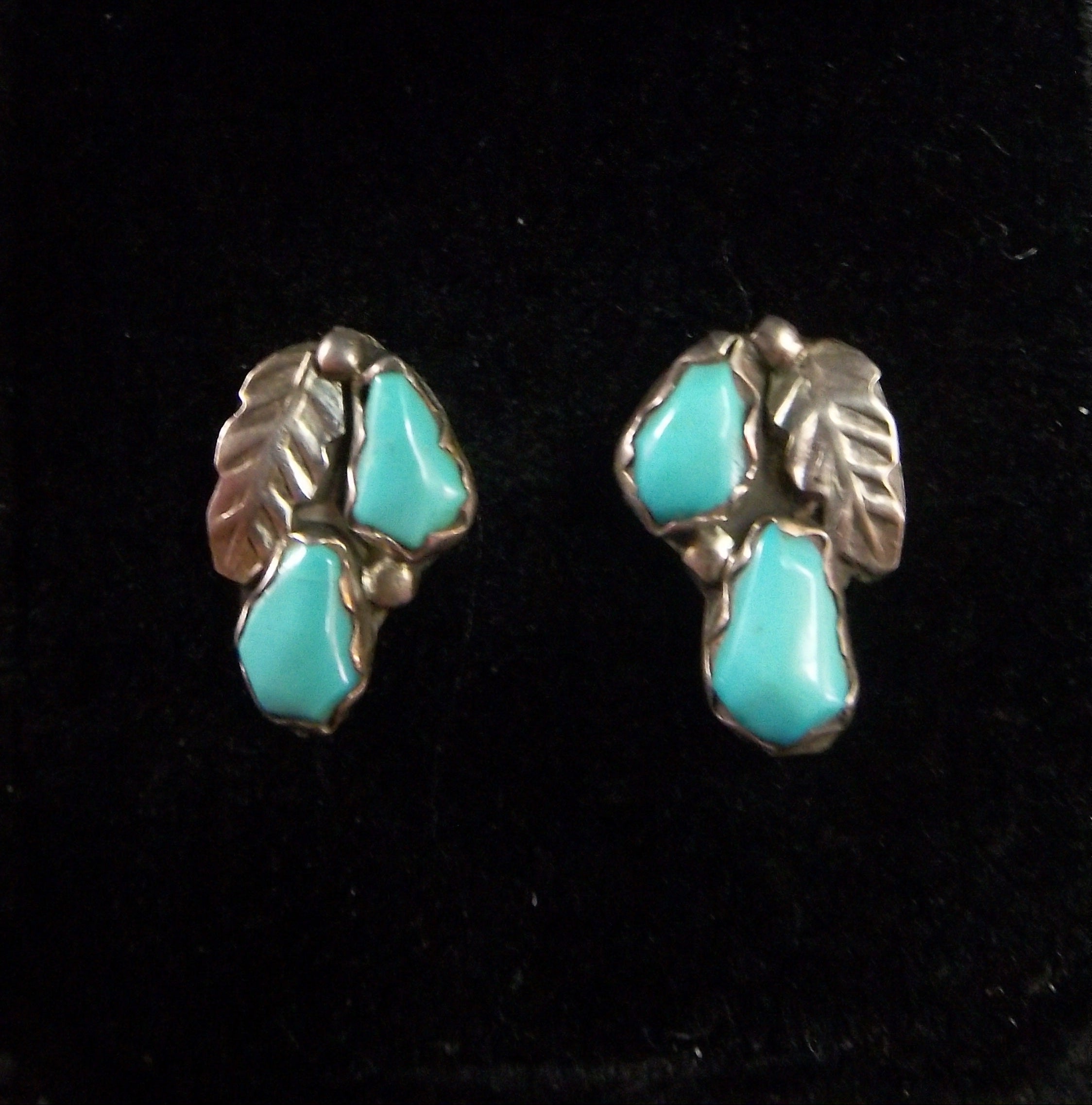 Turquoise and Silver Feather Earrings