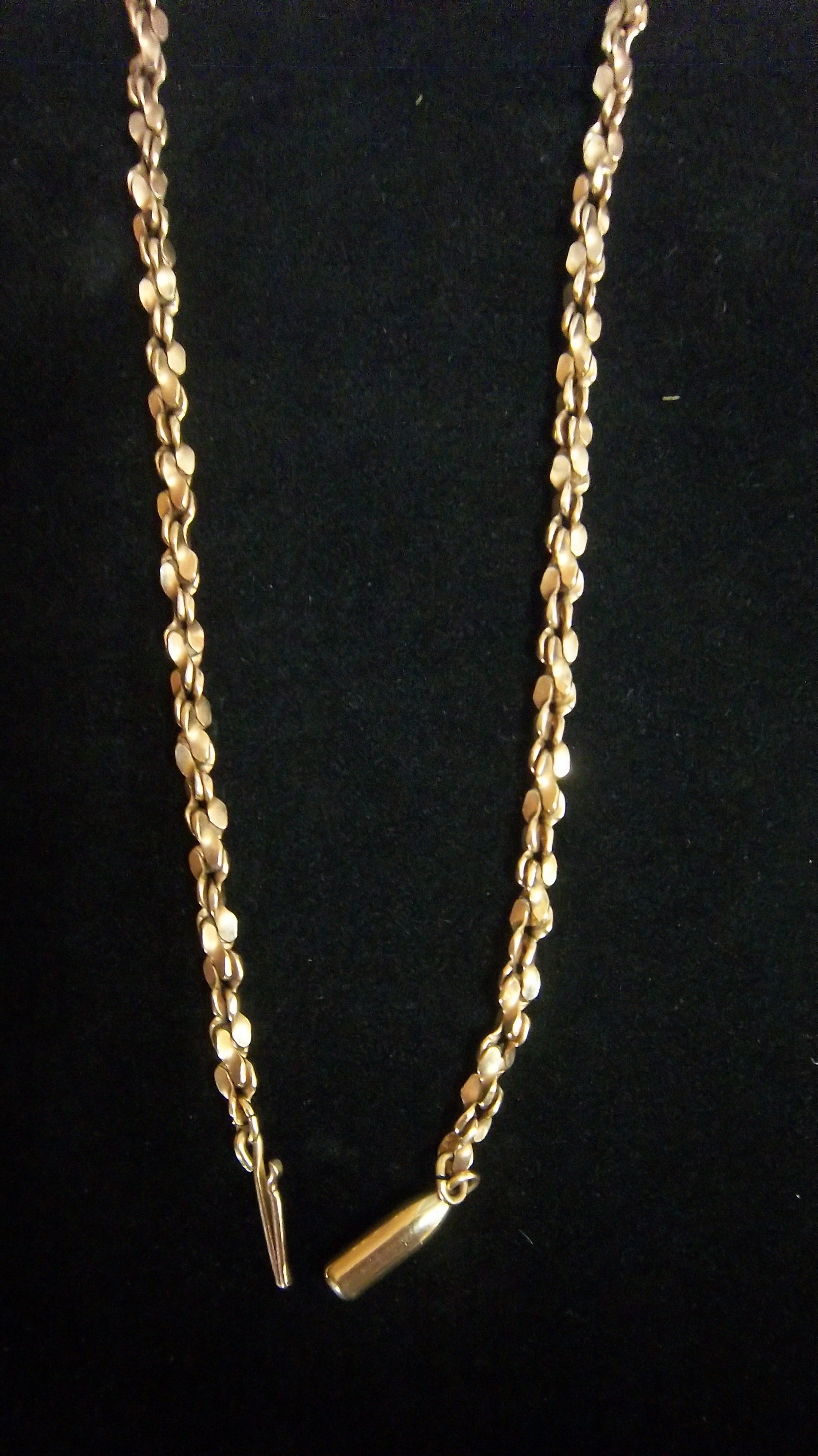 Long Gold, Brass, and Turquoise Necklace