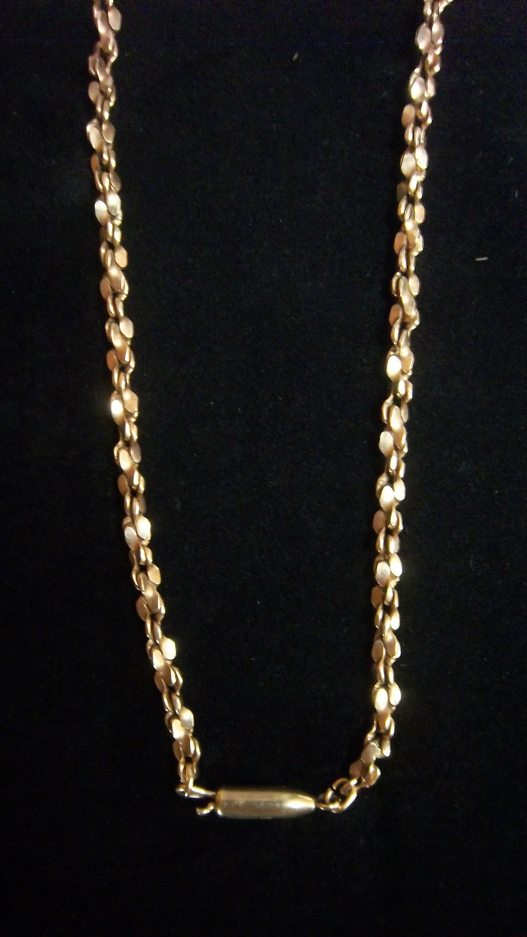 Long Gold, Brass, and Turquoise Necklace