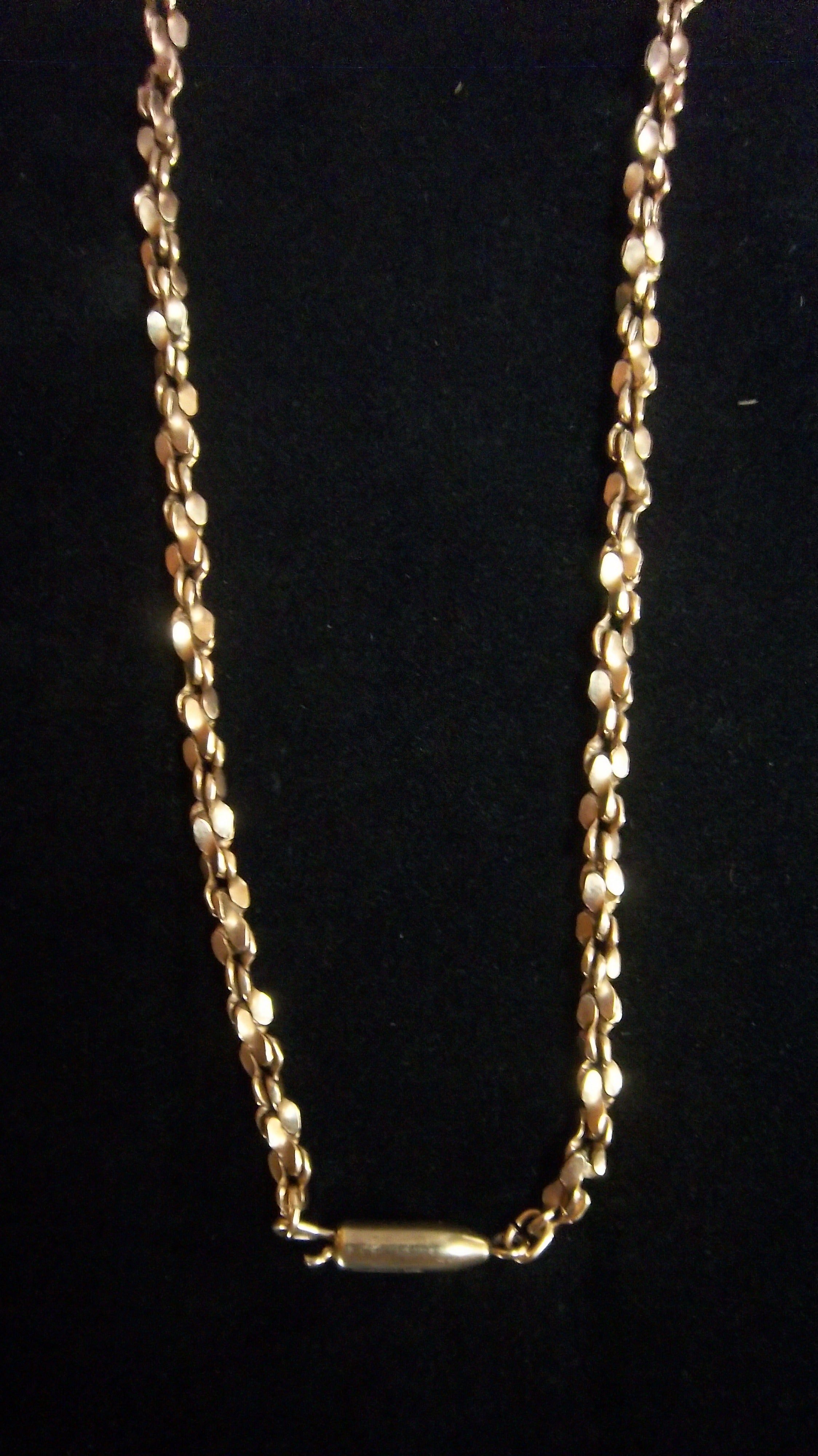 Long Gold, Brass, and Turquoise Necklace