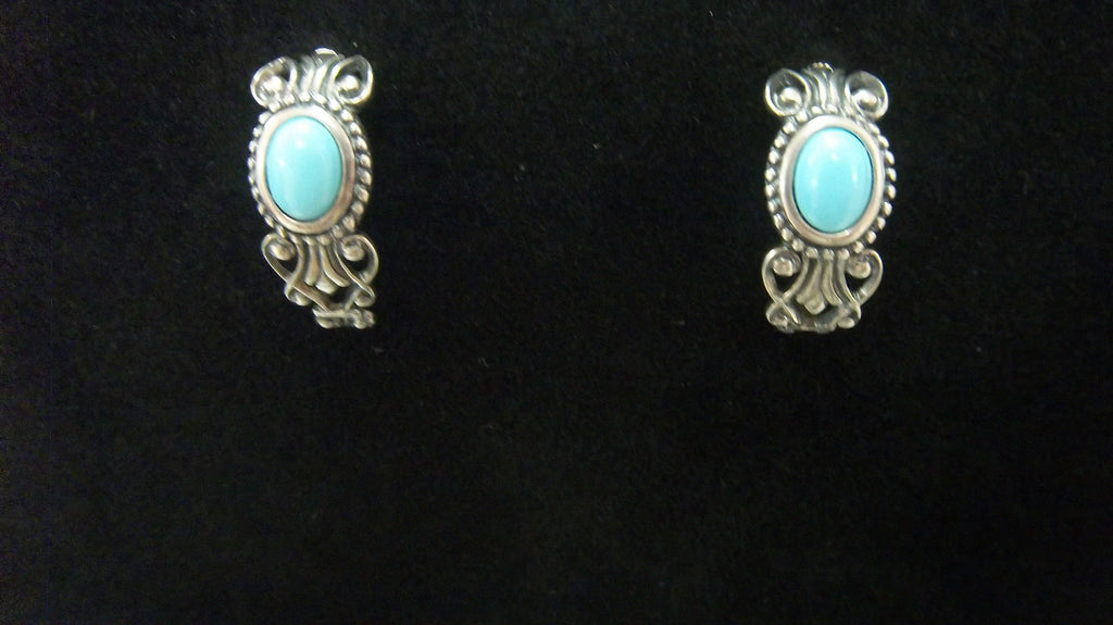 Silver Earrings with a Turquoise Stone