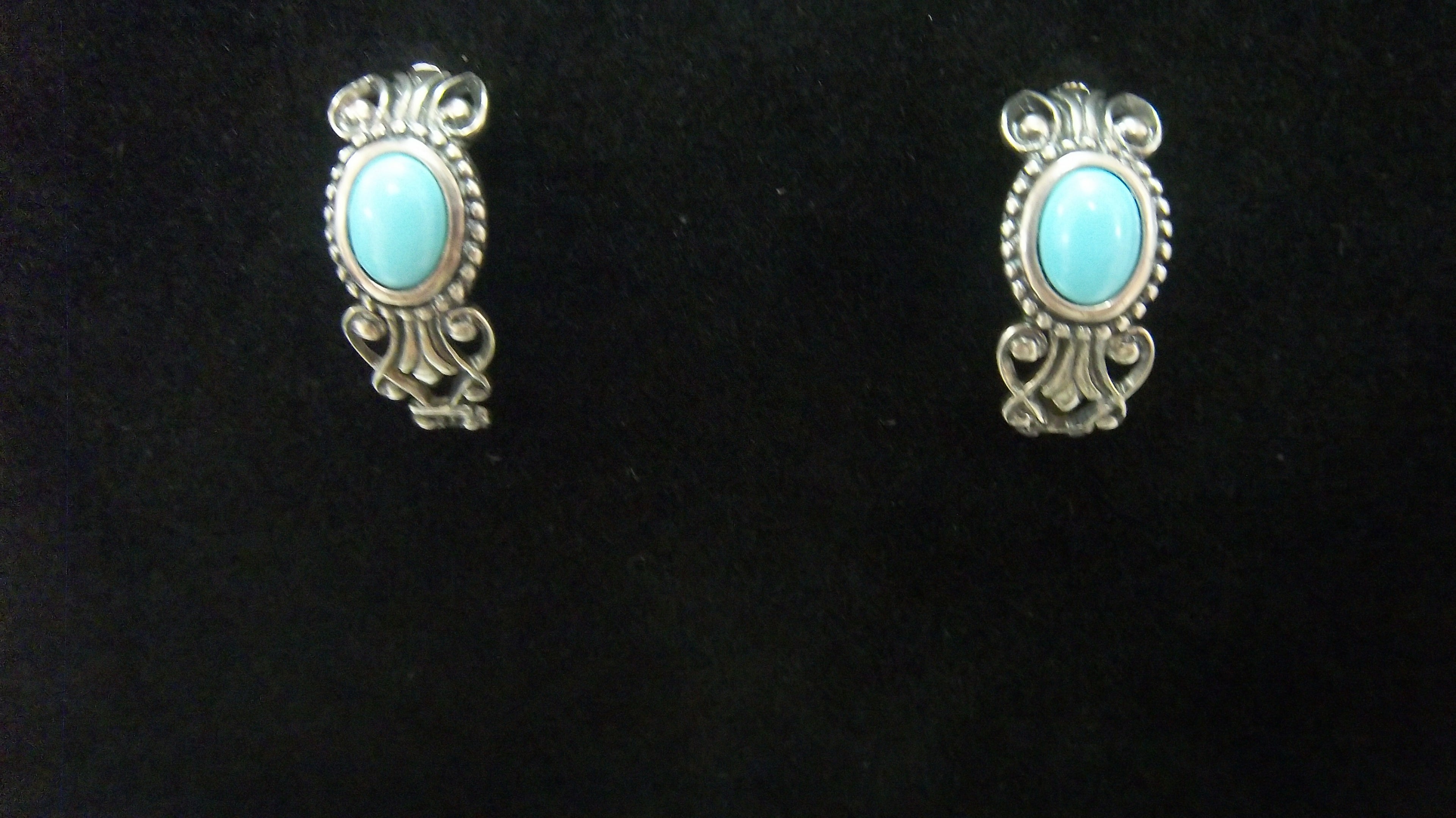 Silver Earrings with a Turquoise Stone