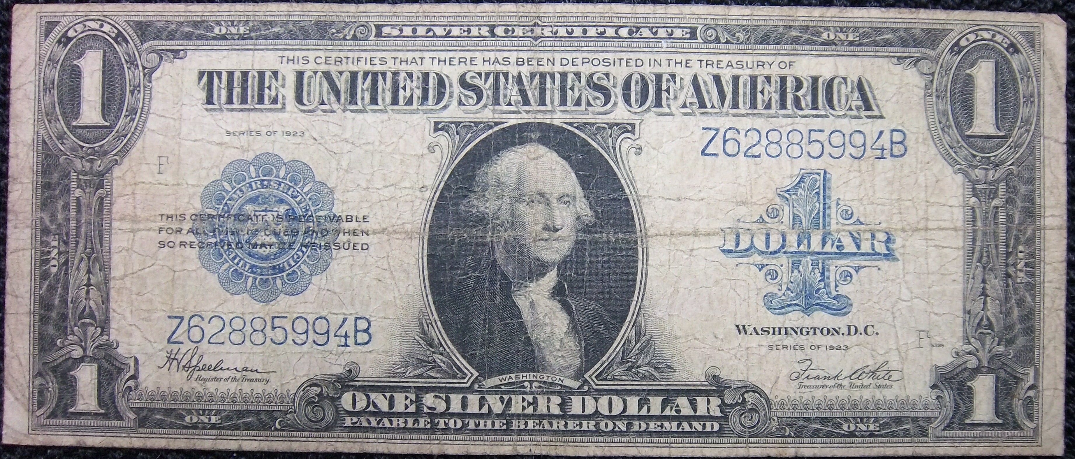 1923 Silver $1 Bill