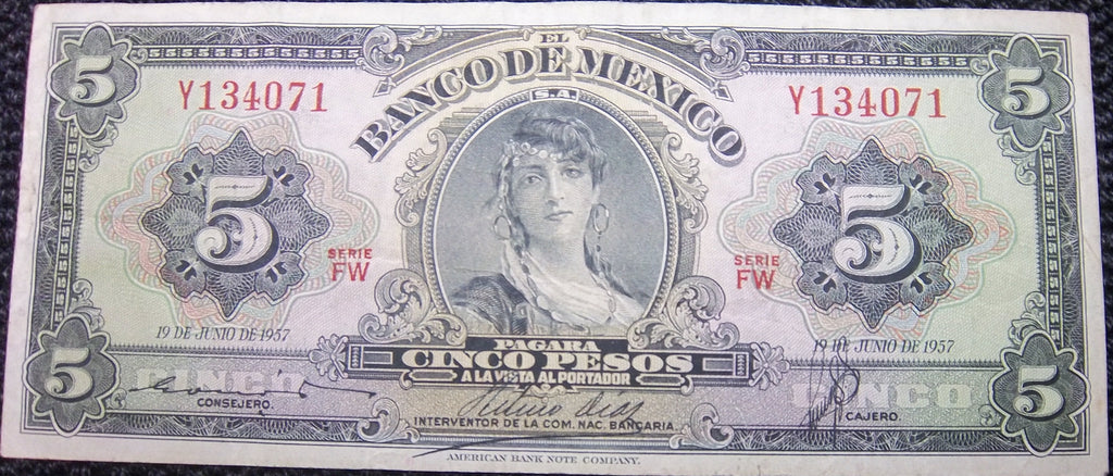 1957 Series FW Cinco Pesos