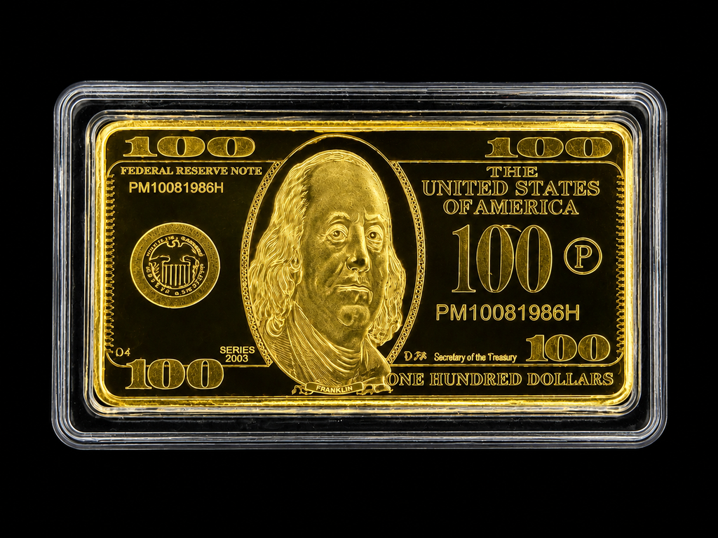 Gold Clad Bar $100 Bill