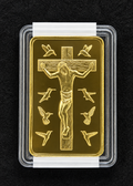 Gold Clad Bar Jesus on a Cross and the 10 Commandments