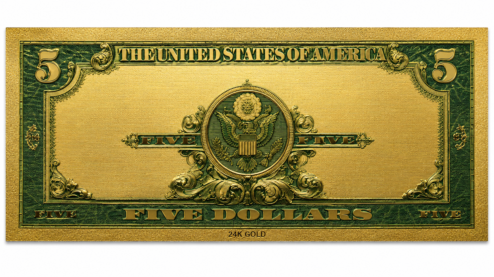 24 Karat Gold Banknote Abraham Lincoln $5 Bill