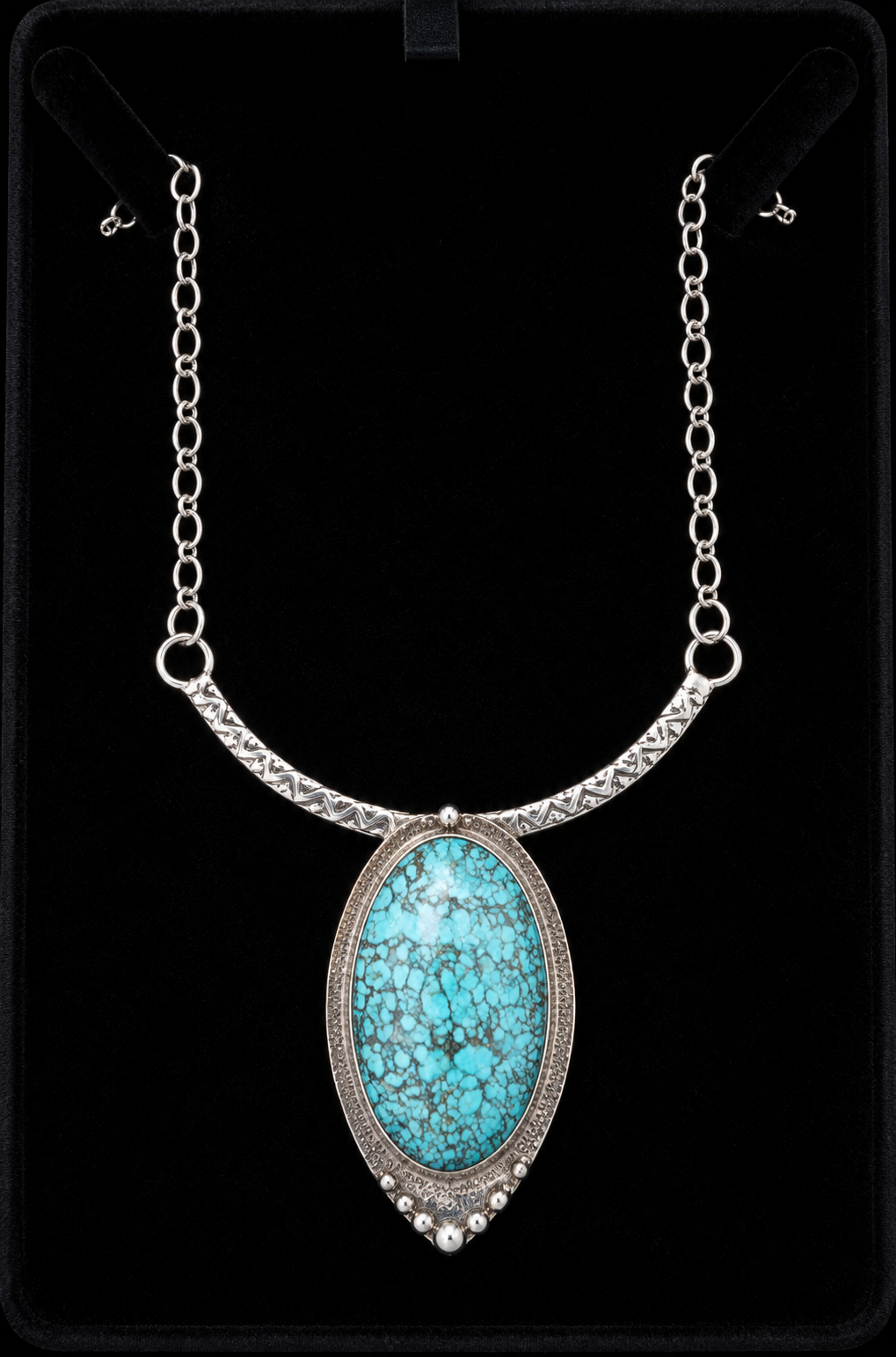 Long Turquoise and Silver Necklace